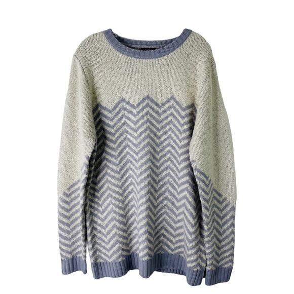 Fate purple cream stripe zig zag preppy boho pullover sweater 1X - Picture 1 of 7